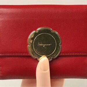 Salvatore Ferragamo Red Wallet with Gold Detail